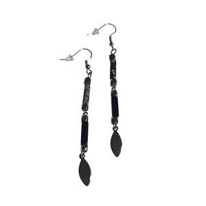 Black Hematite Snowflake Obsidian Dangle Earrings Handmade Jewelry Women Gift